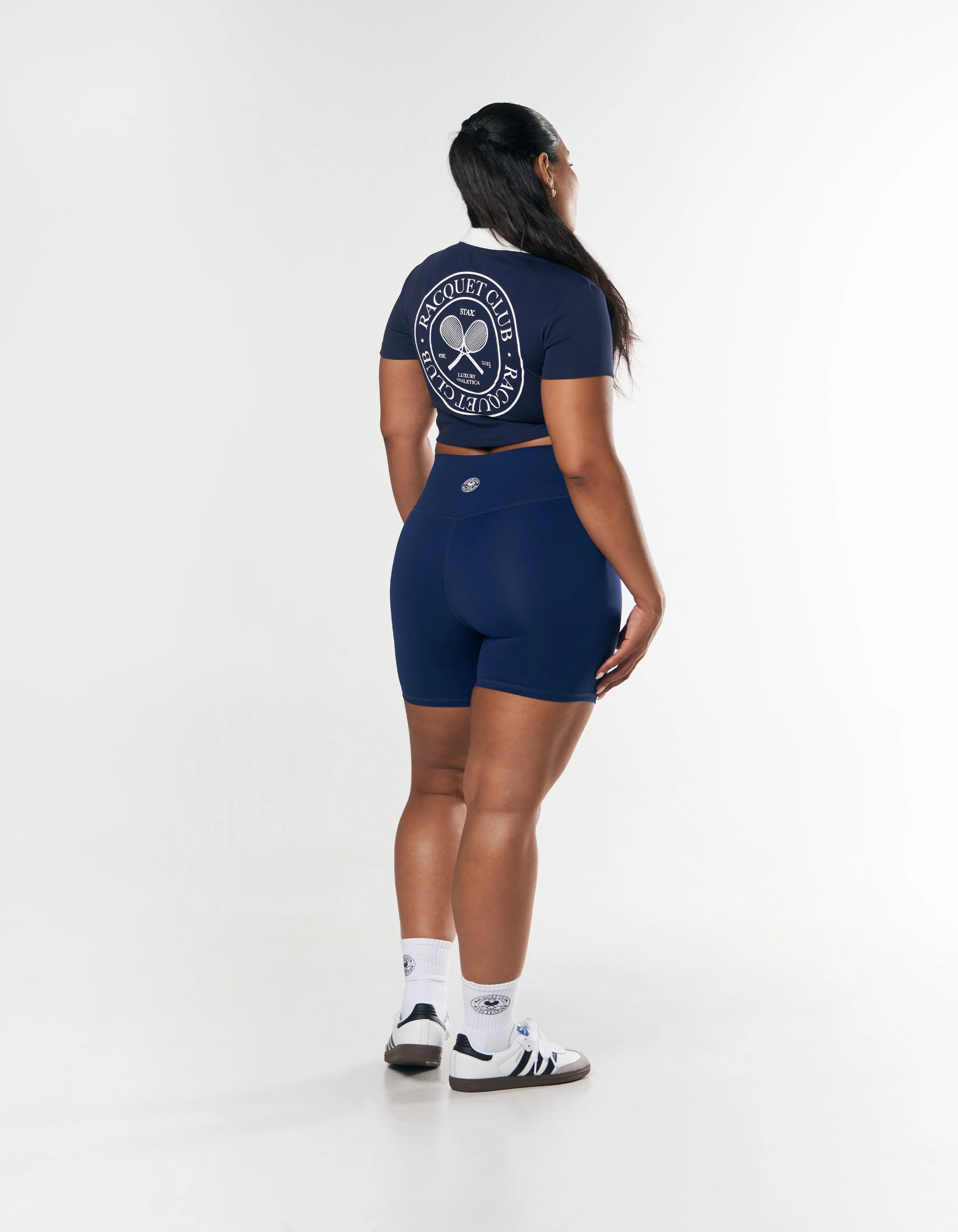 Racquet Club Cropped Polo - Navy