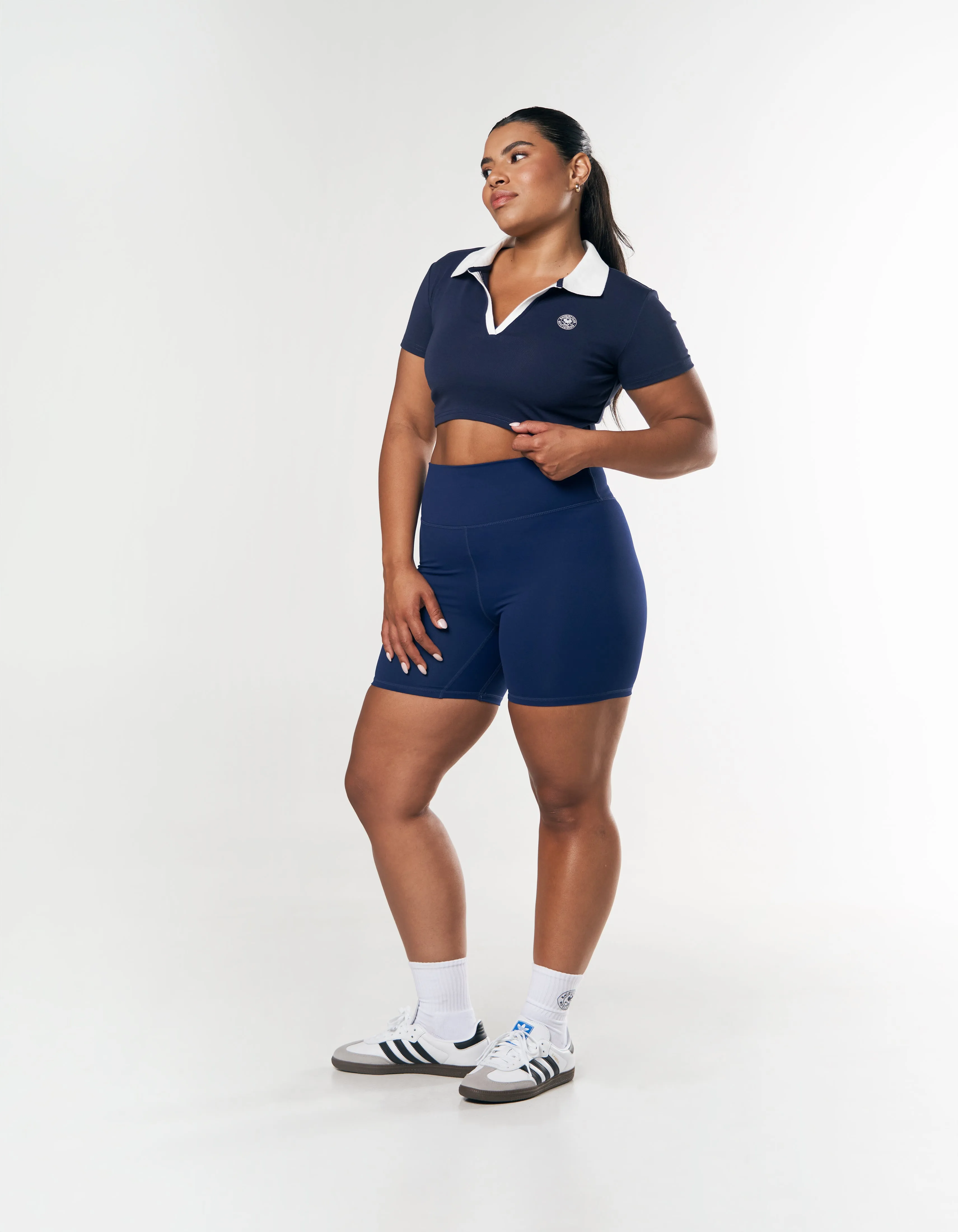 Racquet Club Cropped Polo - Navy