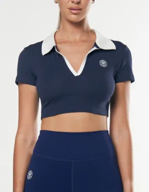 Racquet Club Cropped Polo - Navy
