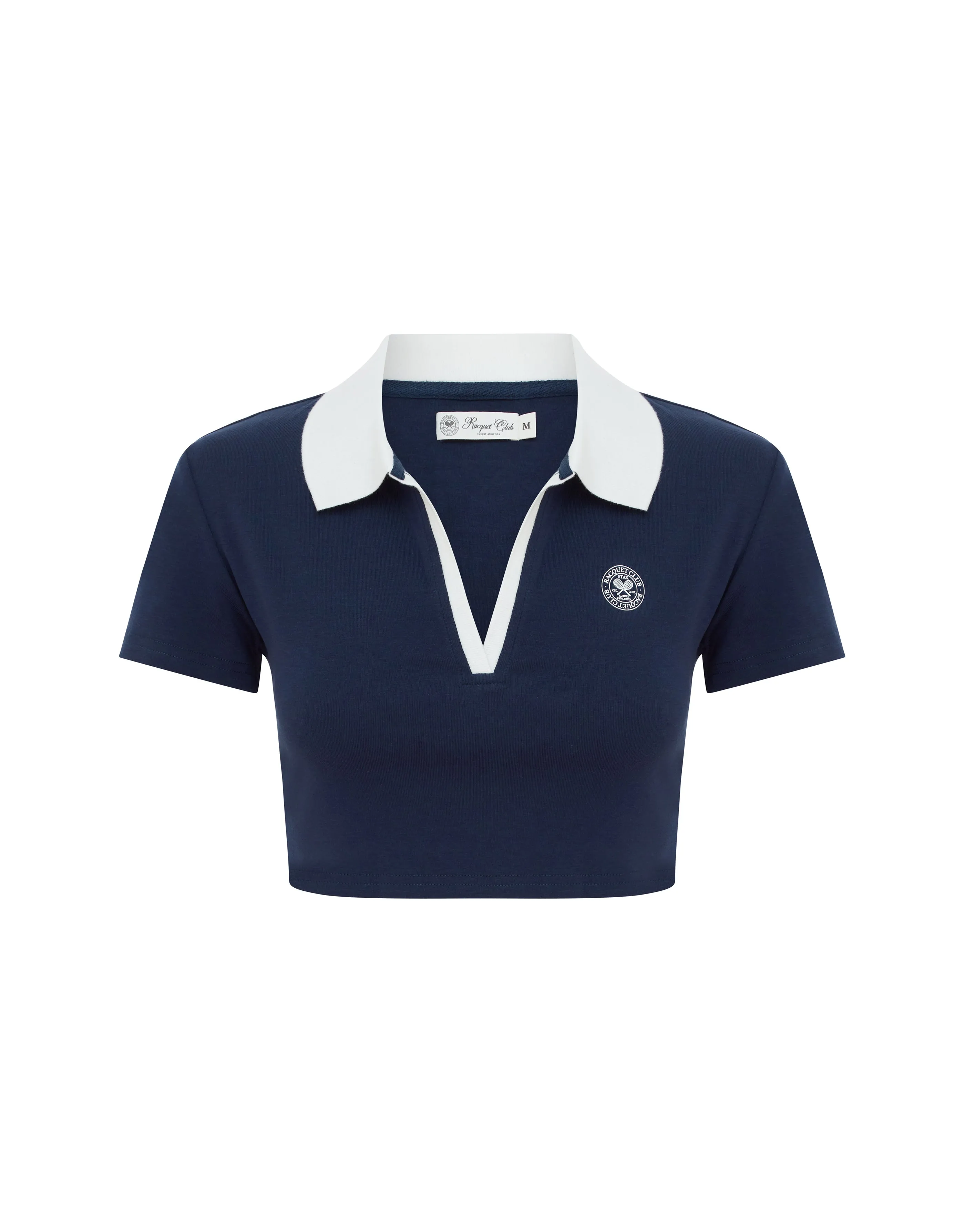 Racquet Club Cropped Polo - Navy