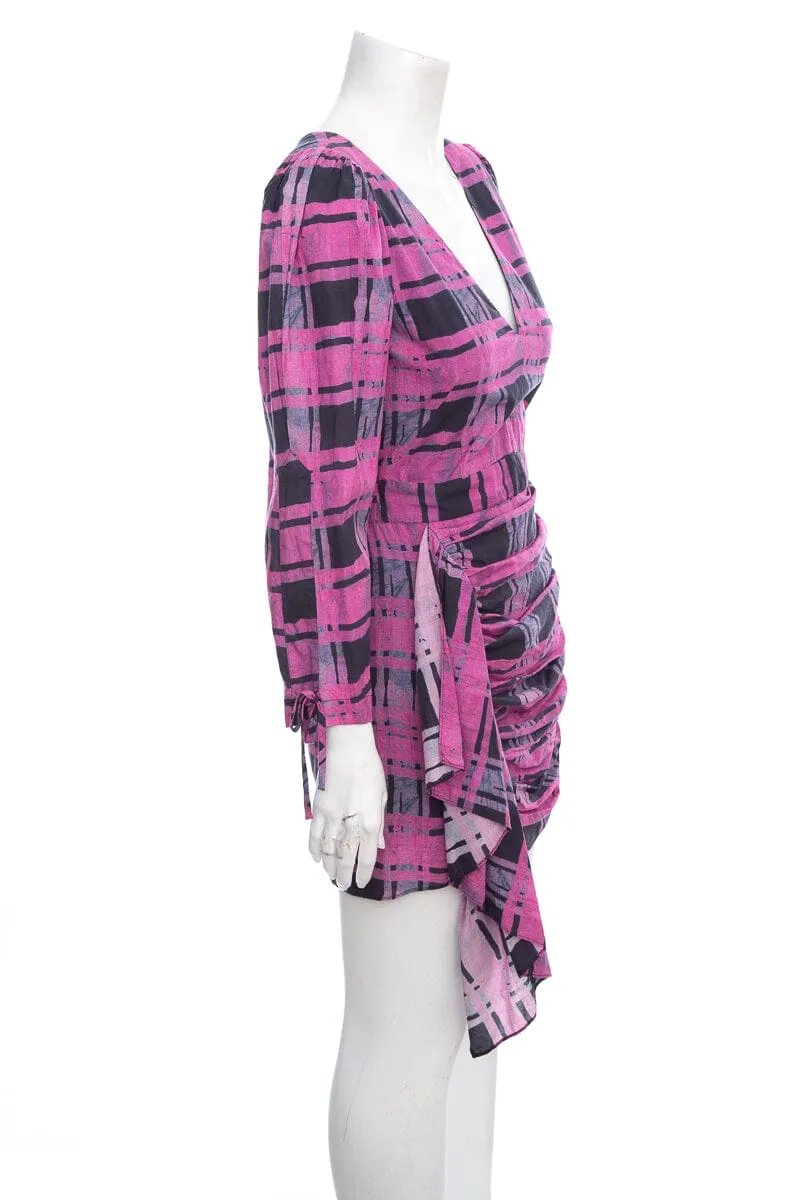Rhode Purple Plaid Cotton Long Sleeve Mini Dress SZ XS