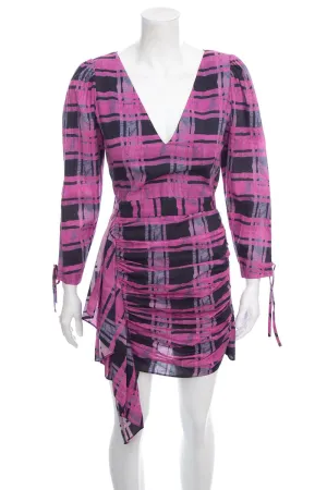 Rhode Purple Plaid Cotton Long Sleeve Mini Dress SZ XS