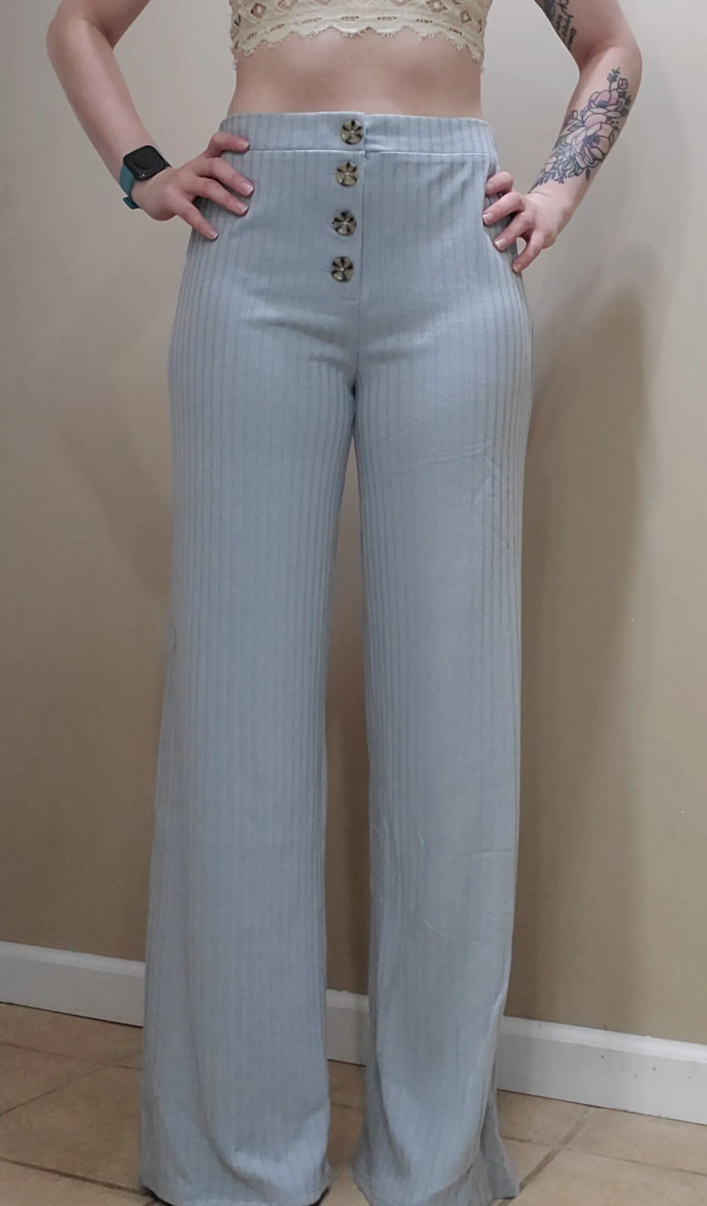 Rib Knit Wide Leg Pants