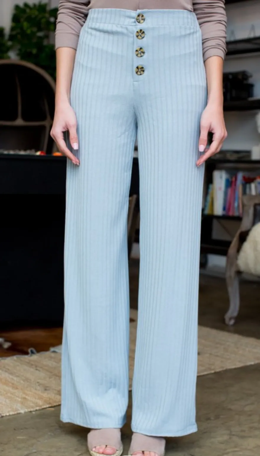 Rib Knit Wide Leg Pants