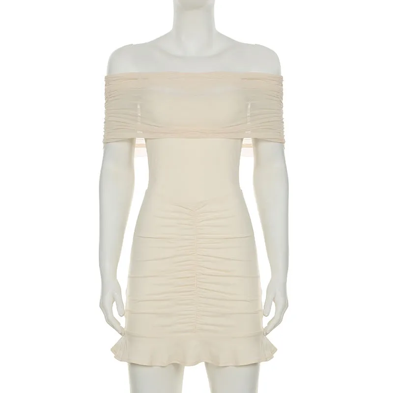 Ruched Off The Shoulder Mini Dress