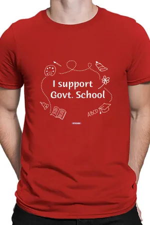 Save Govt. Schools Movement Tee - Styched in India Graphic T-Shirt Red Color
