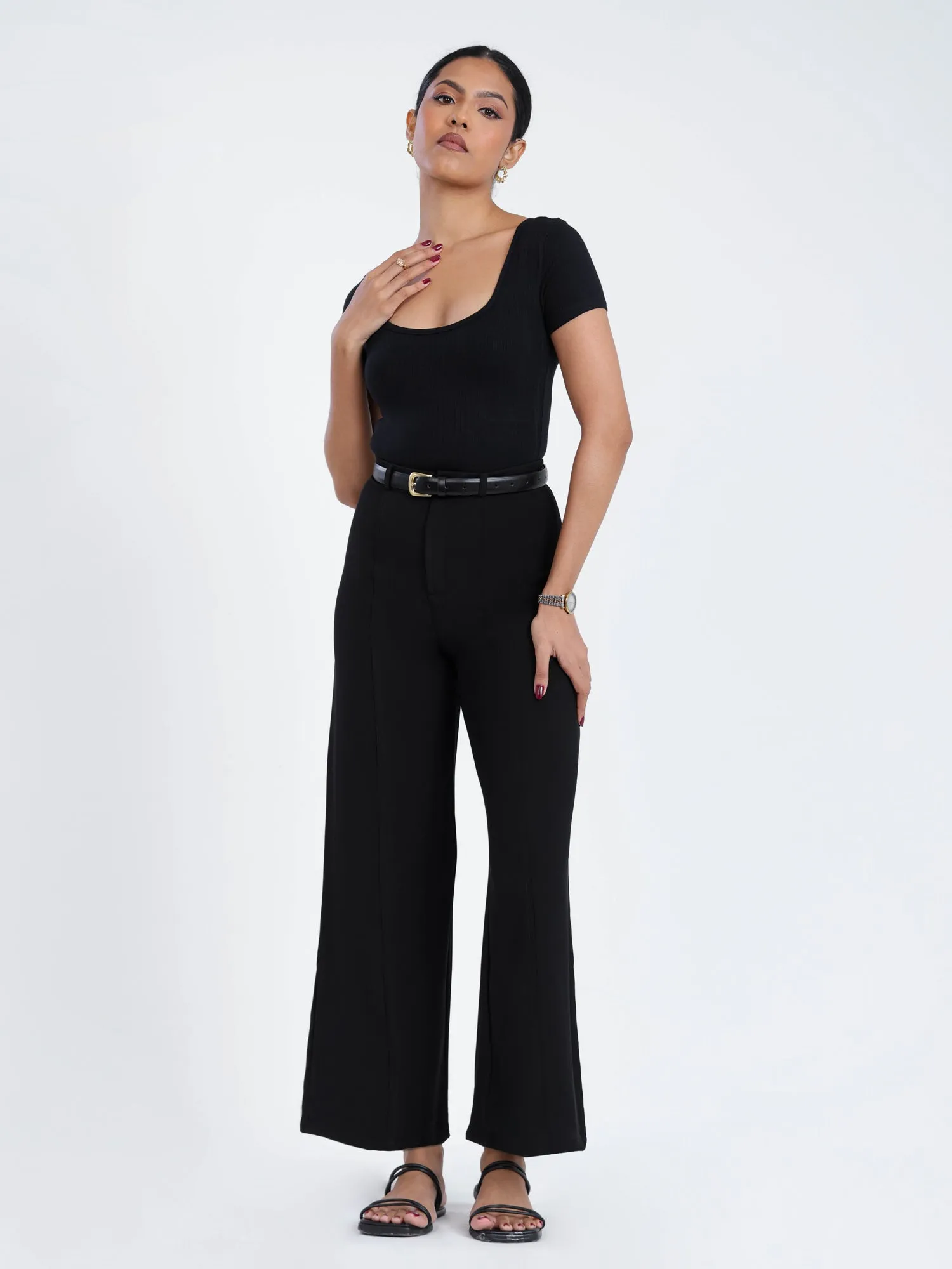 Seam Detail Wide Leg Pant
