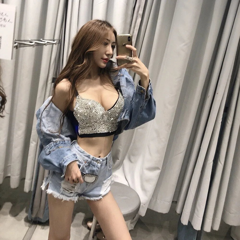 Sexy Bustier Bra Cropped bling