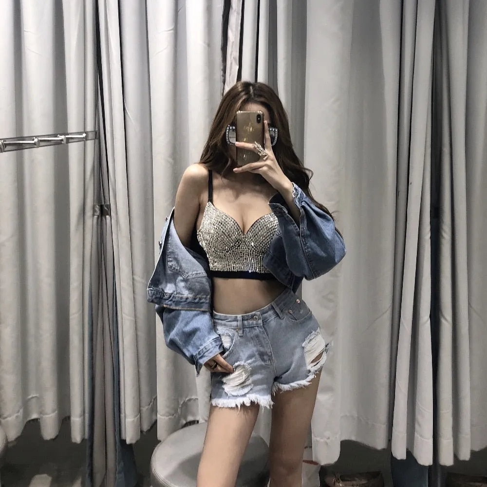 Sexy Bustier Bra Cropped bling