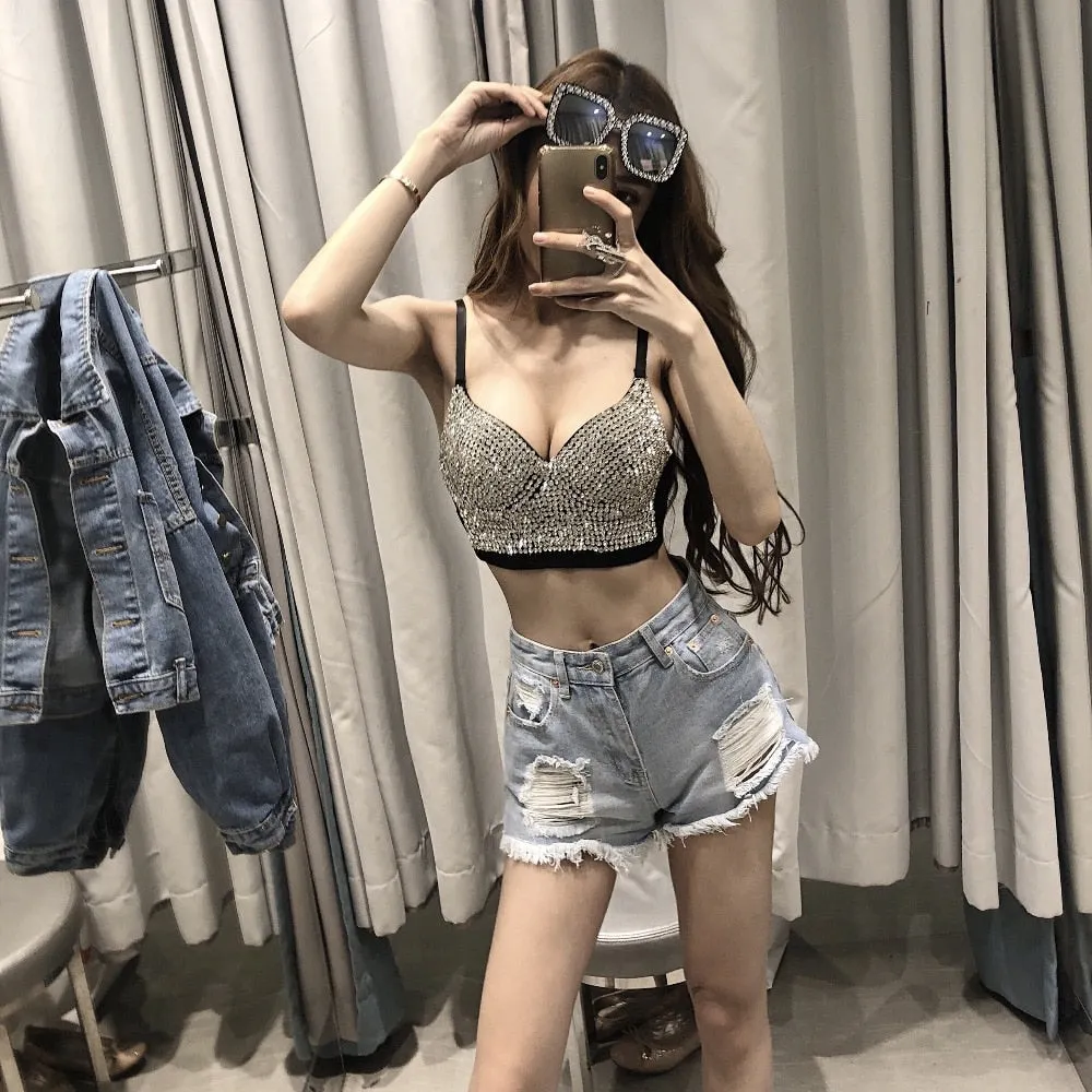 Sexy Bustier Bra Cropped bling