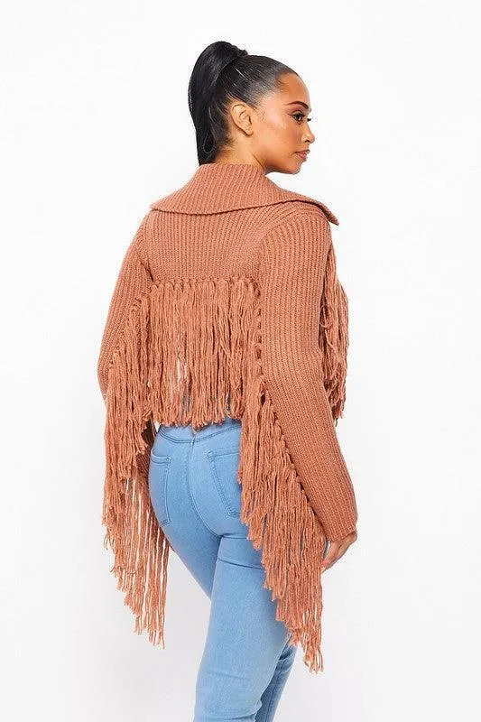 SHAGGY FRINGE SWEATER TOP/JACKET