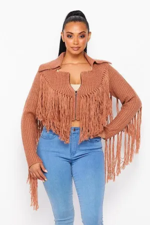 SHAGGY FRINGE SWEATER TOP/JACKET