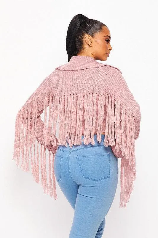 SHAGGY FRINGE SWEATER TOP/JACKET