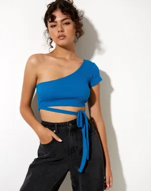 Shanon Crop Top in Rib Aqua
