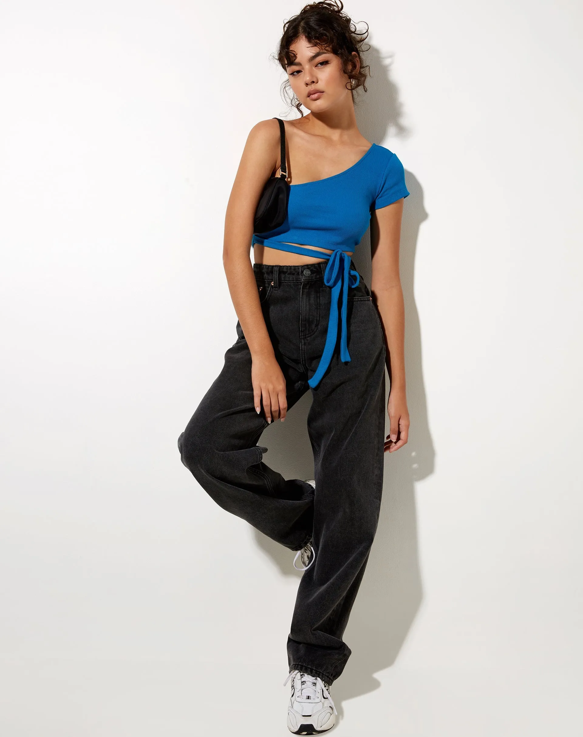 Shanon Crop Top in Rib Aqua
