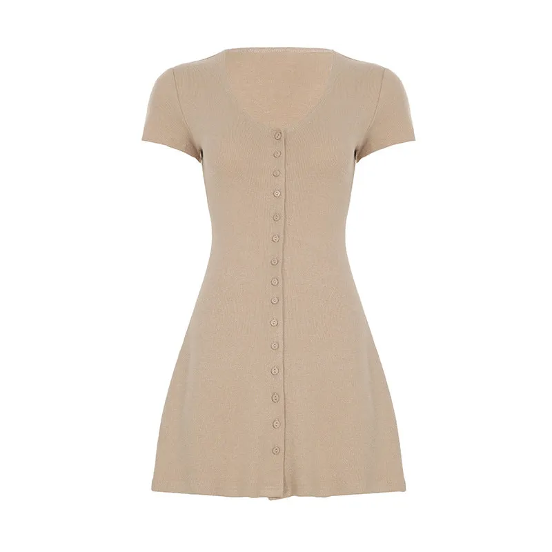 Short Sleeve Ribbed Mini Dress