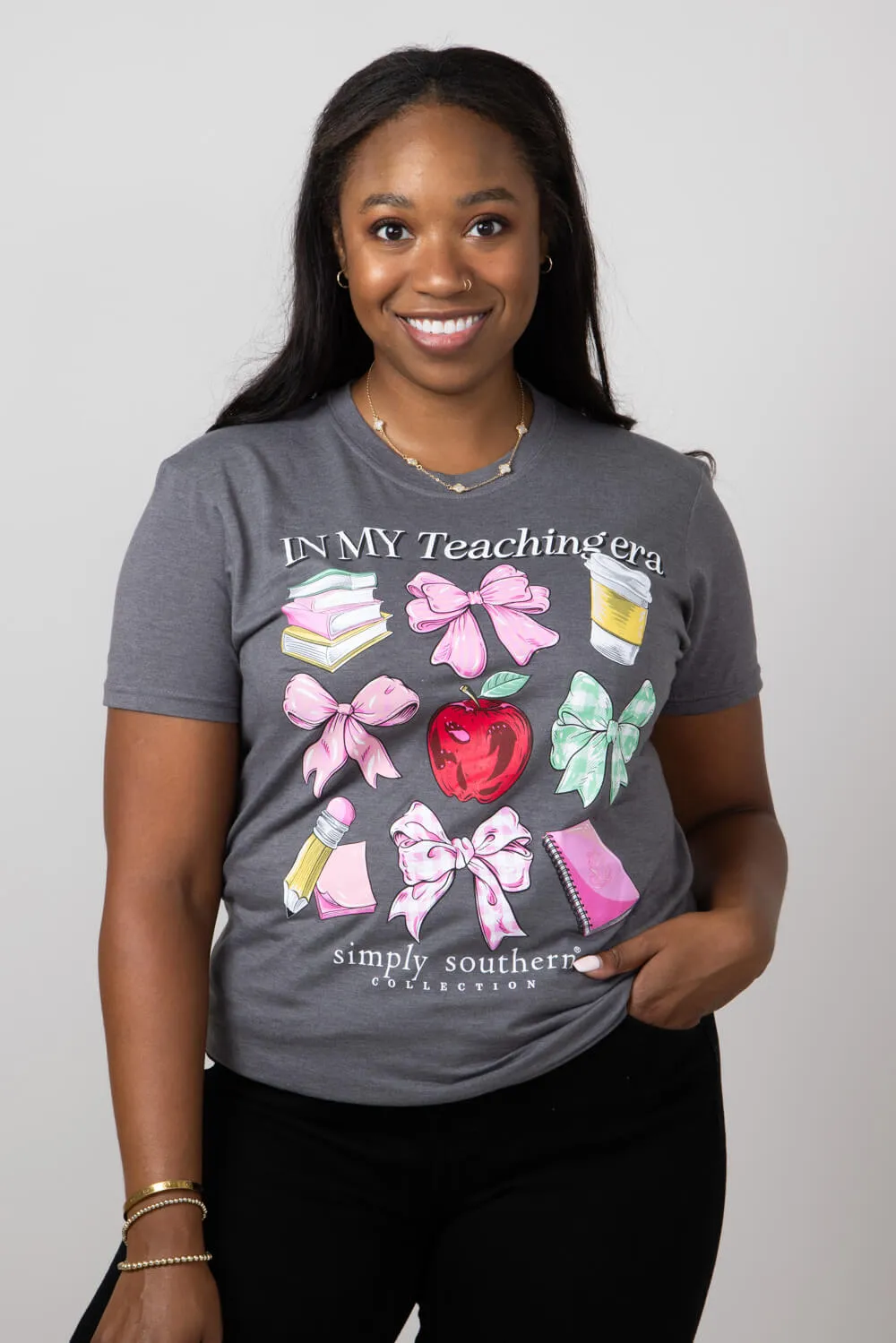 Simply Southern Plus Size Teaching Era T-Shirt for Women in Iron Heather  | EXT-SS-TEACH-IRONHTHR