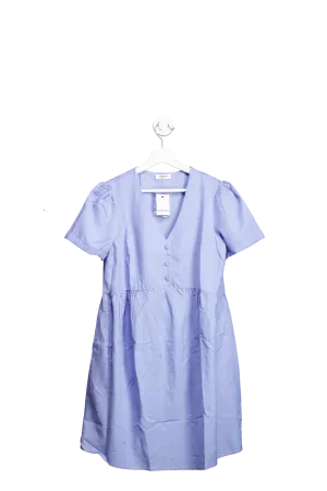 SimplyBe Blue Short Sleeve Button Mini Dress UK 10