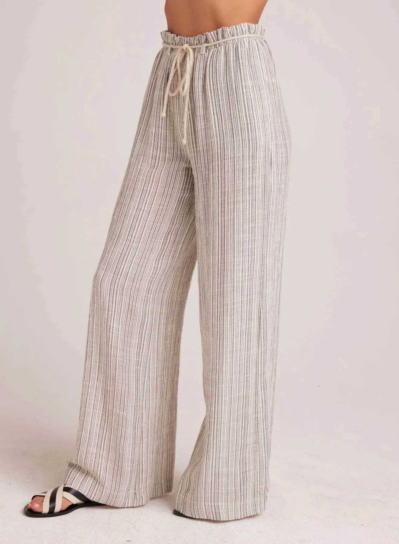 Slub Stripe Wide Leg Pant