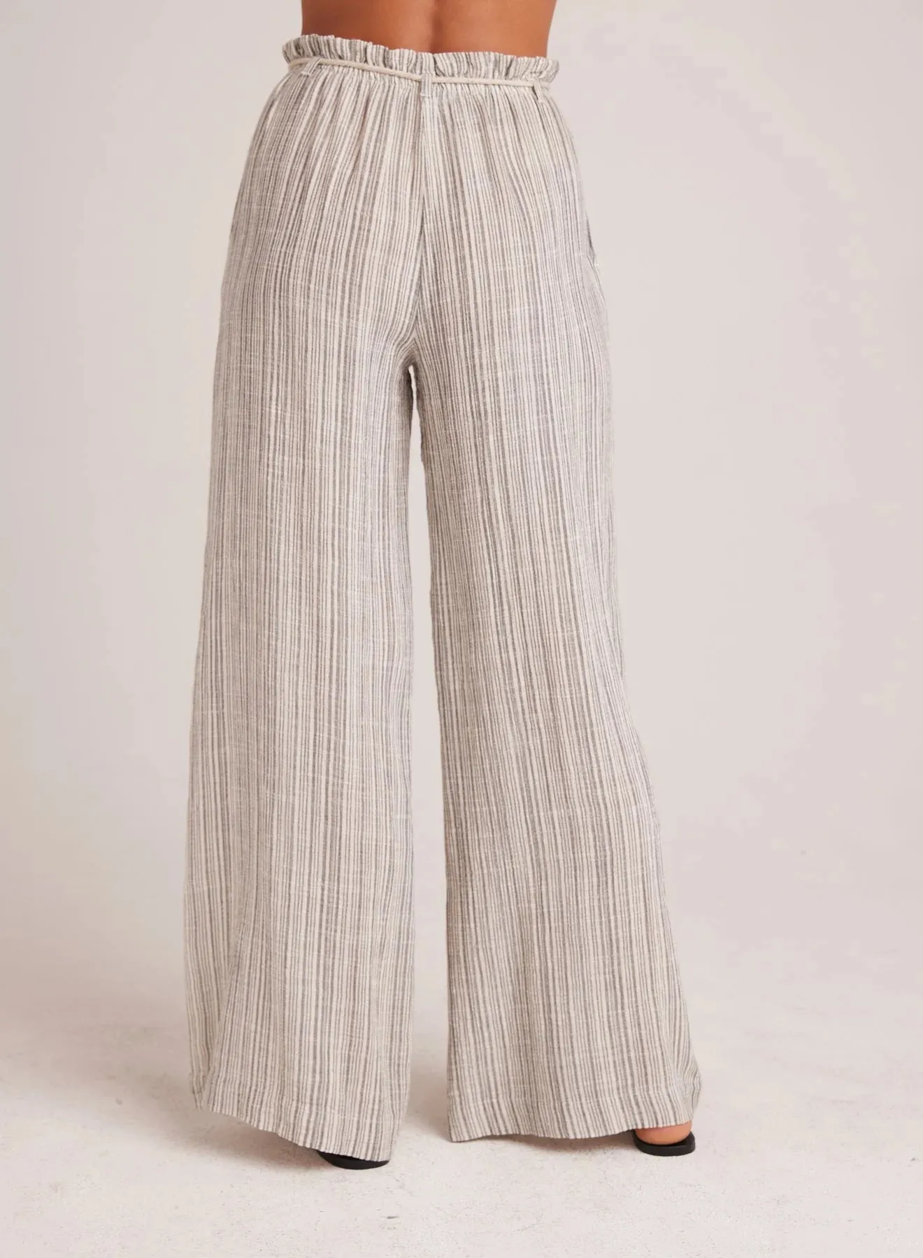 Slub Stripe Wide Leg Pant
