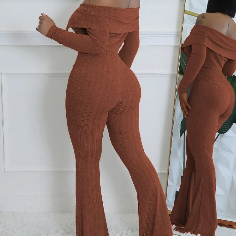 Solid Crop Top & Wide Leg Pants Set