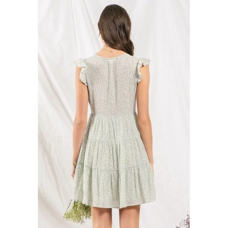 Speckled button up mini dress
