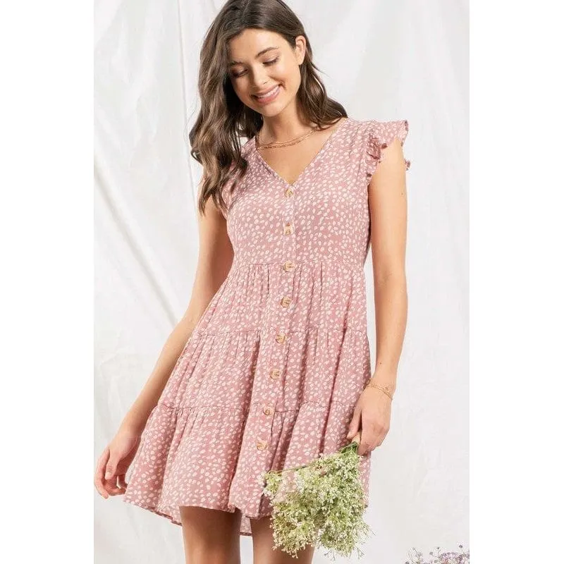 Speckled button up mini dress