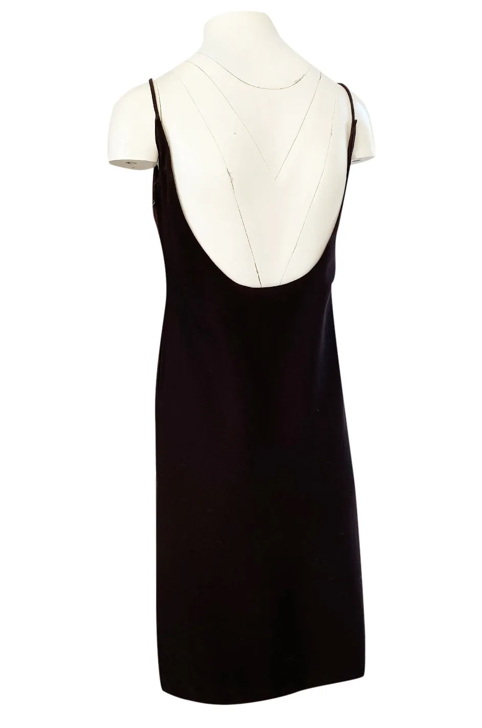 Spring 1968 Unlabeled Norman Norell Deep Brown Dress w Dipped Back