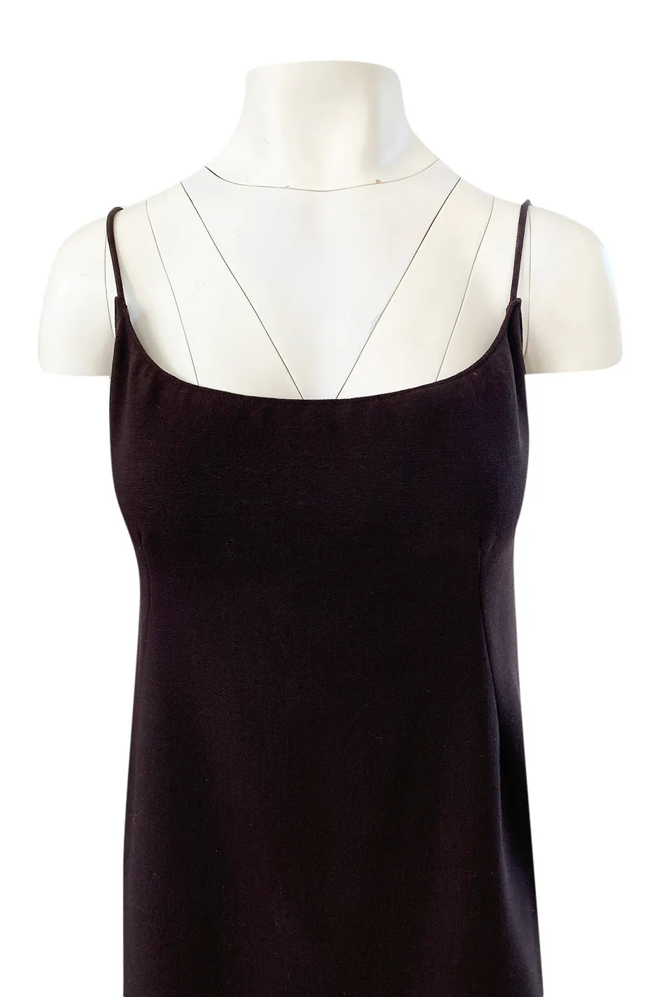 Spring 1968 Unlabeled Norman Norell Deep Brown Dress w Dipped Back