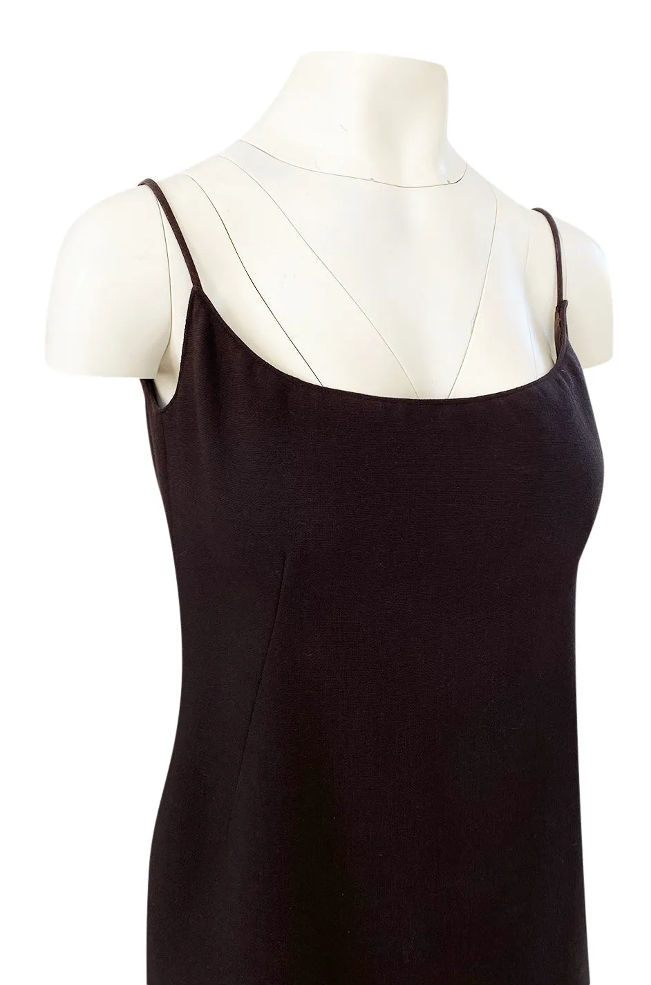 Spring 1968 Unlabeled Norman Norell Deep Brown Dress w Dipped Back