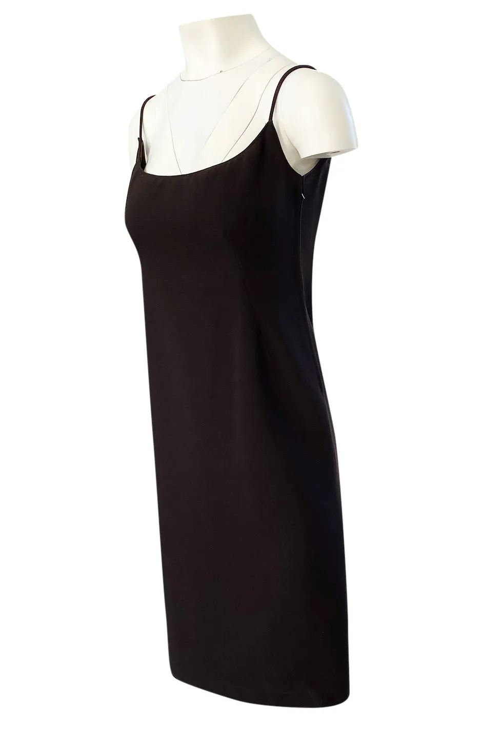 Spring 1968 Unlabeled Norman Norell Deep Brown Dress w Dipped Back