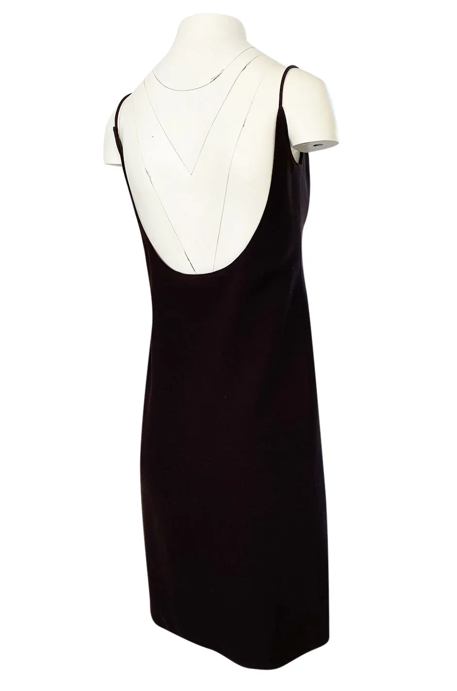 Spring 1968 Unlabeled Norman Norell Deep Brown Dress w Dipped Back