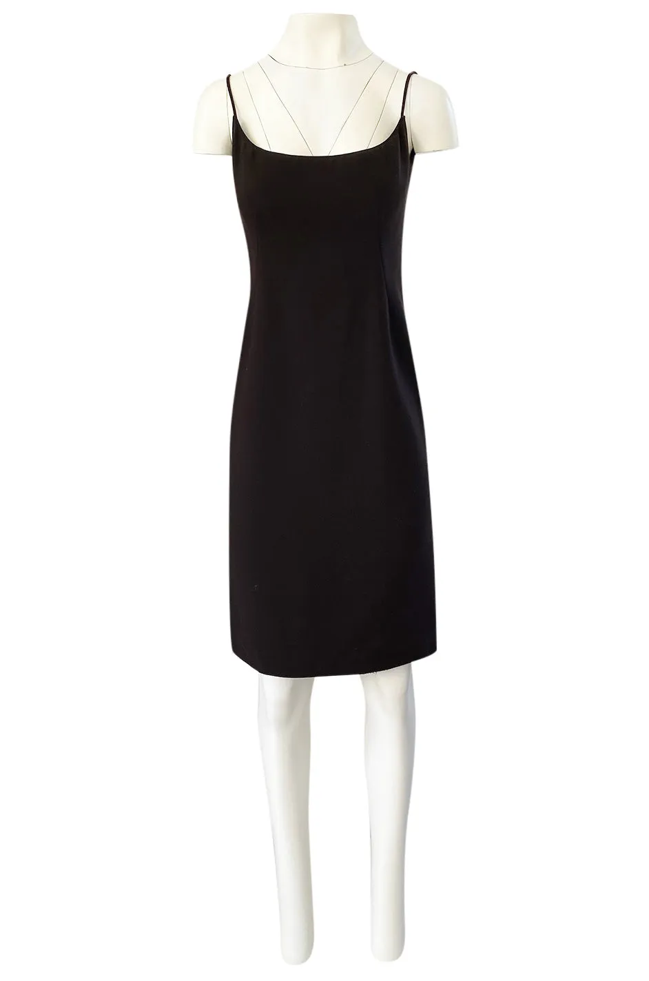 Spring 1968 Unlabeled Norman Norell Deep Brown Dress w Dipped Back