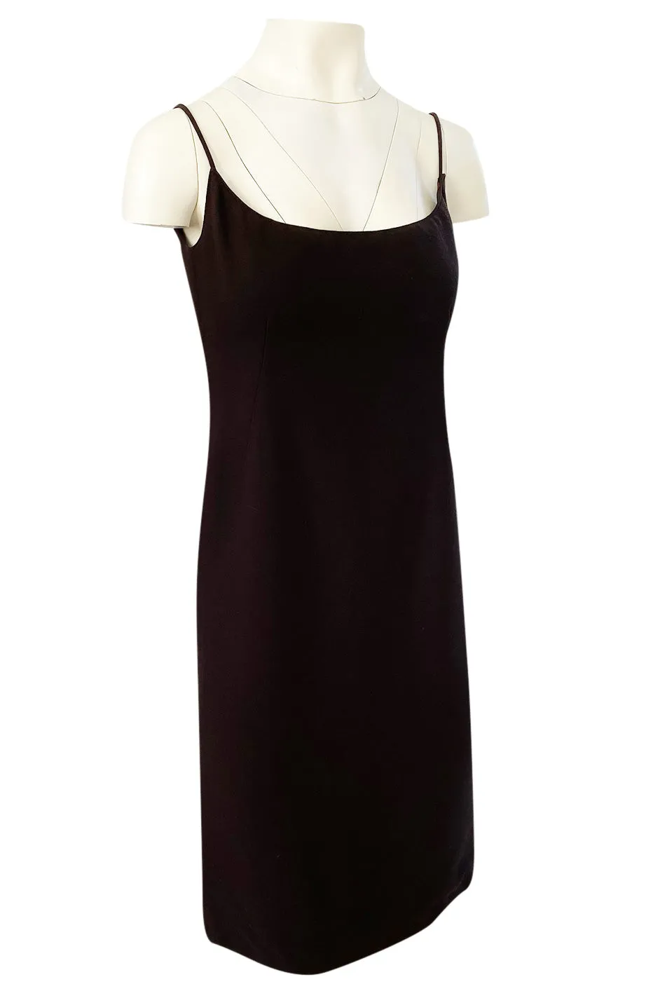 Spring 1968 Unlabeled Norman Norell Deep Brown Dress w Dipped Back