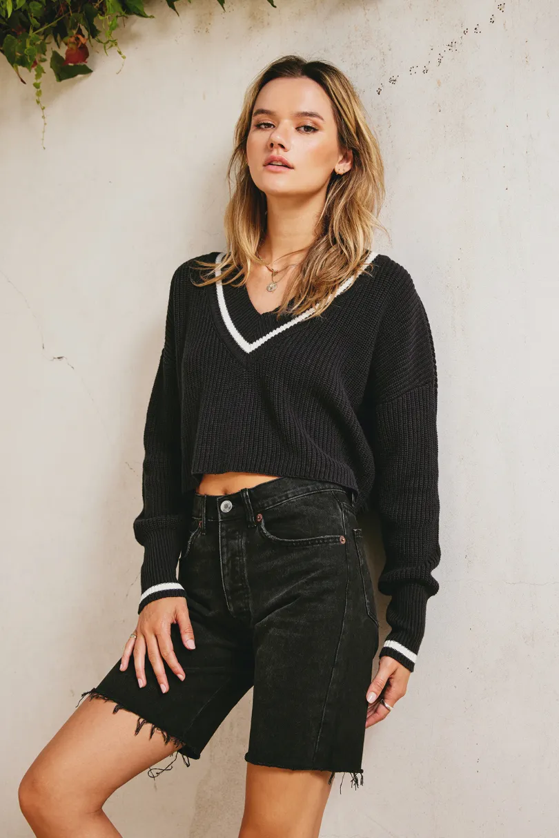 Stripe Detail Cropped Sweater