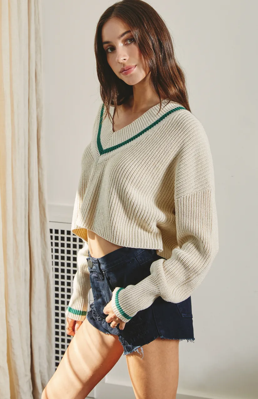 Stripe Detail Cropped Sweater