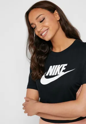 T SHIRT DONNA NIKE CROP SWOOSH FASCHION MAGLIA WOMAN CORTA NERA