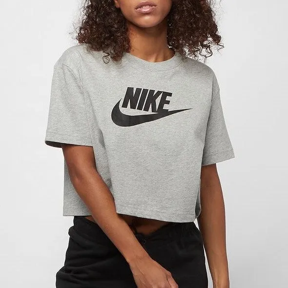 T SHIRT DONNA NIKE CROP SWOOSH FASCHION MAGLIA WOMAN CORTA NERA