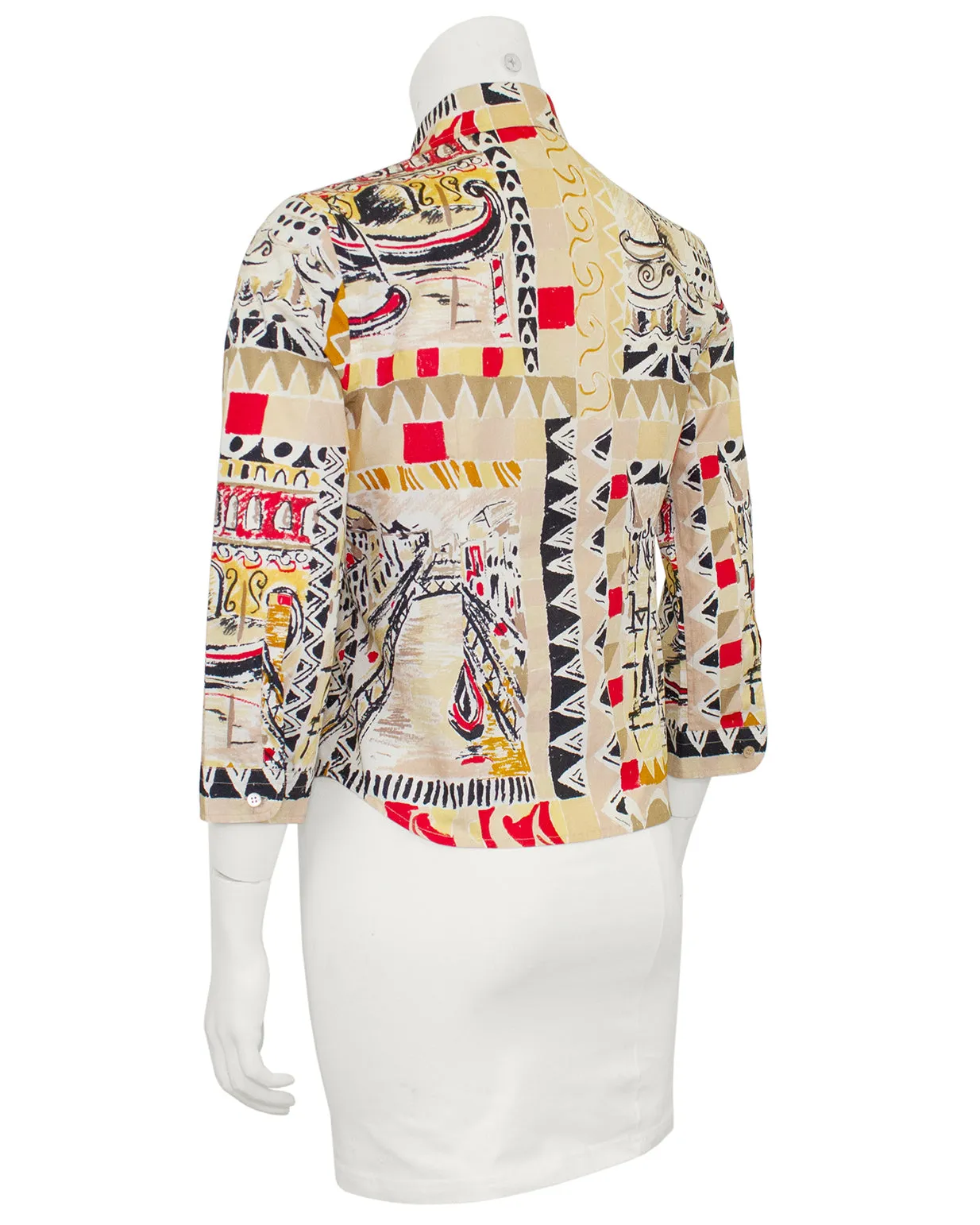 Tan SS 2004 Venezia Print Cropped Shirt