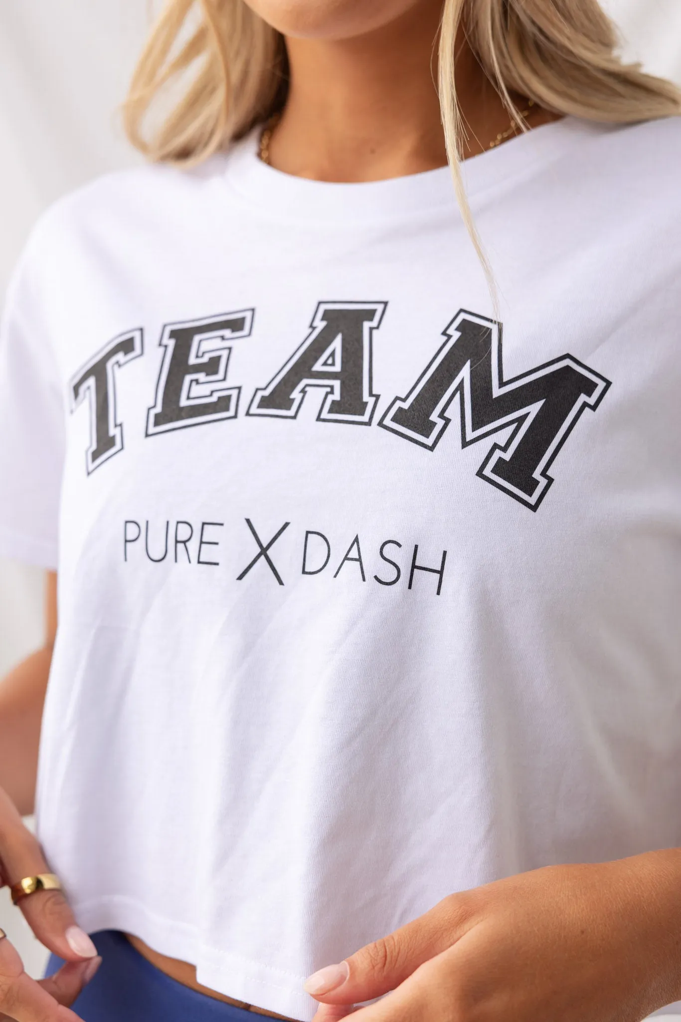 TEAM Pure Dash Cropped Tee - White