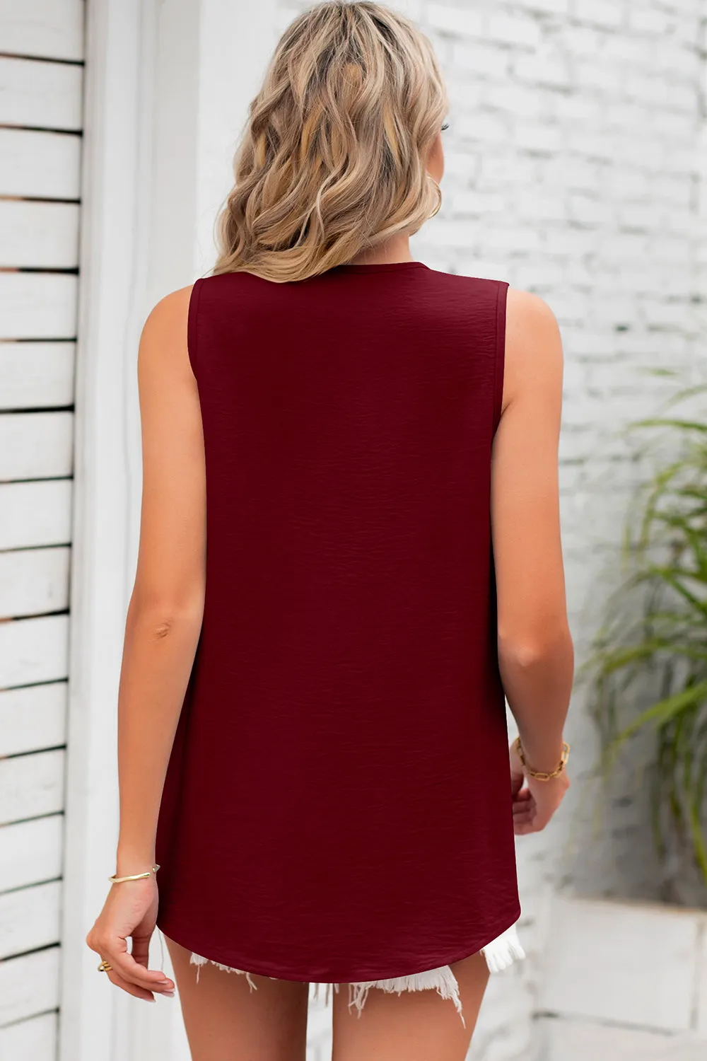 Texture V-Neck Sleeveless Top (7 Colors)