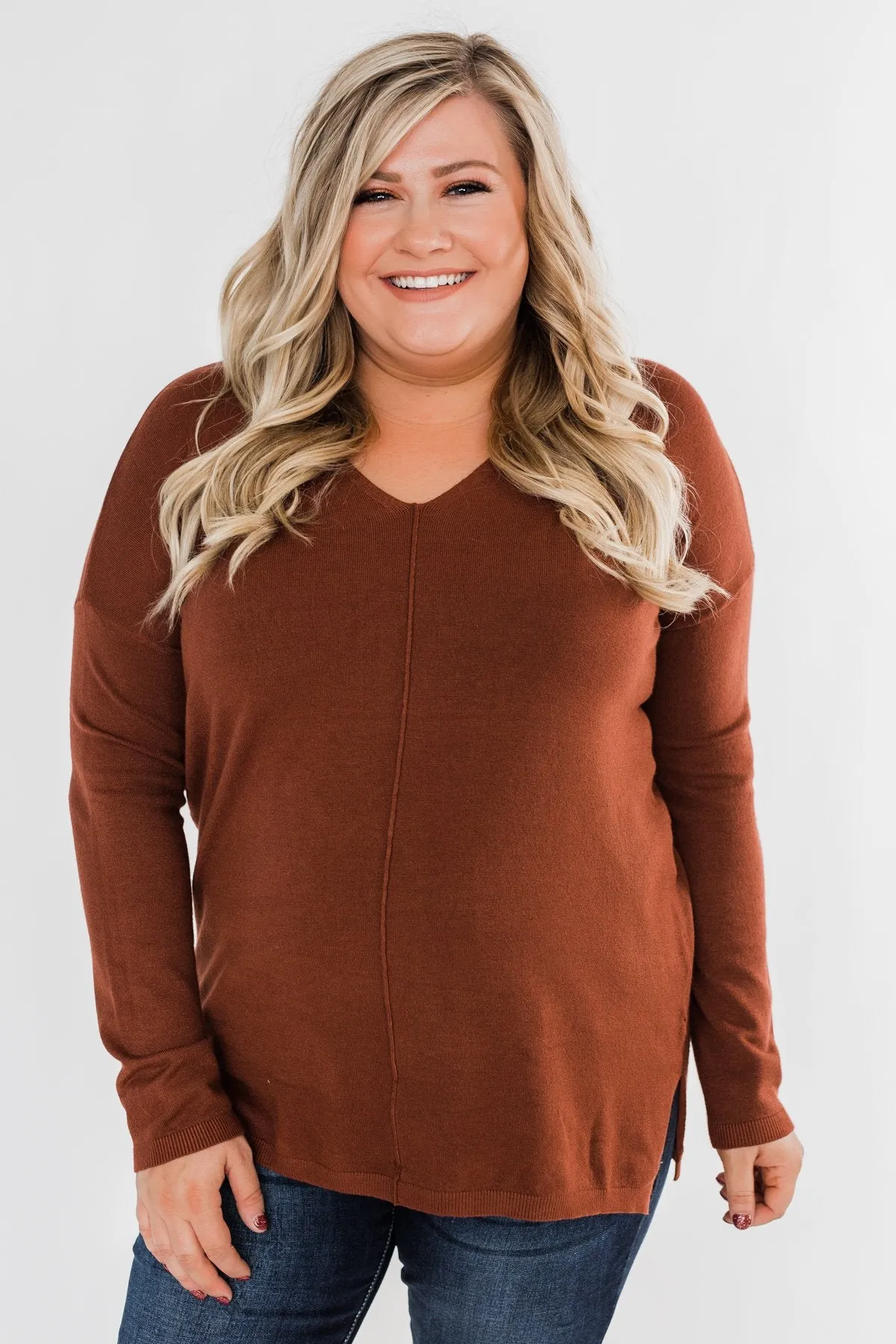 Truly Yours Sweater- Dark Rust