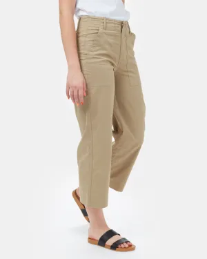 Twill Cropped Wide Leg Pant