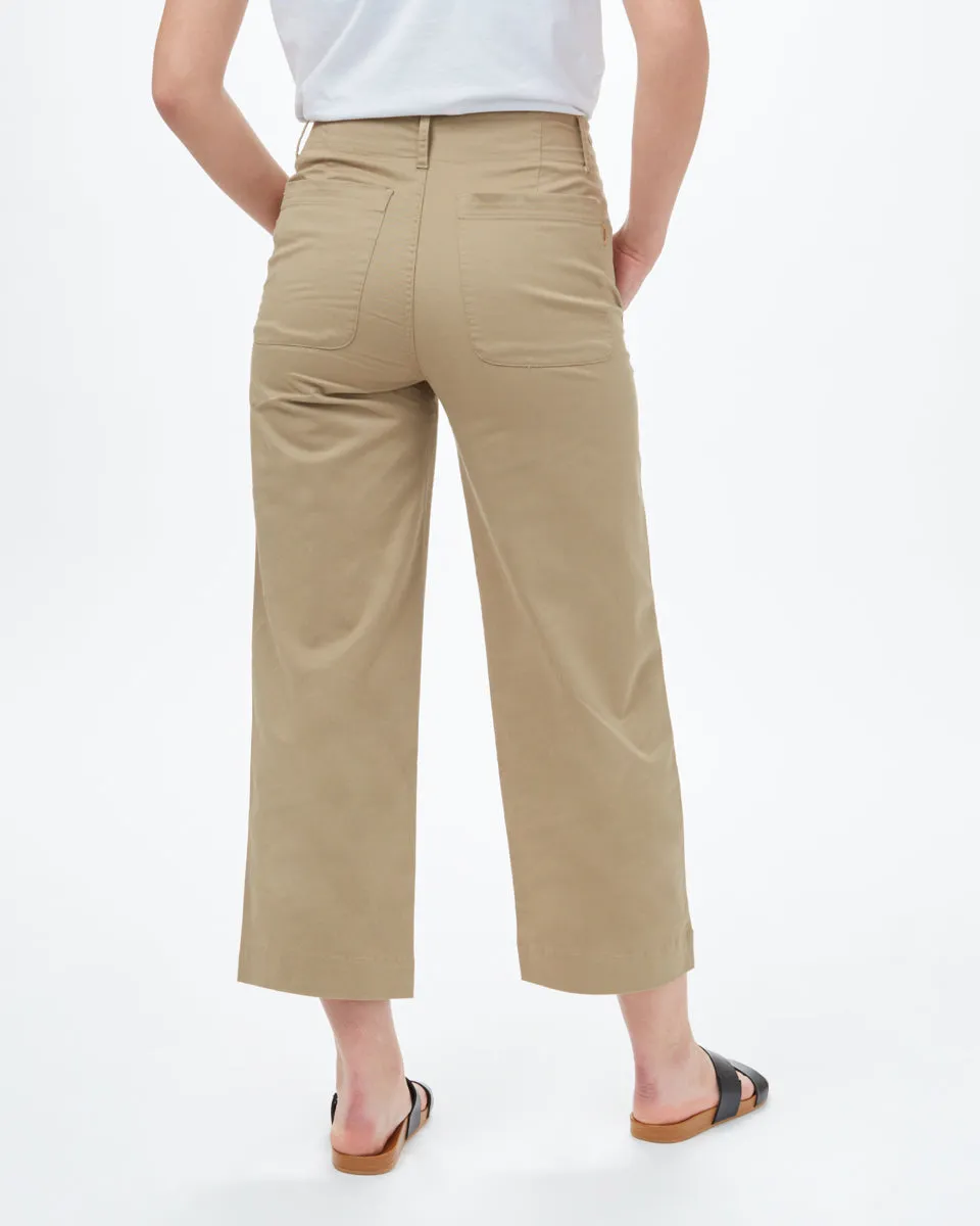 Twill Cropped Wide Leg Pant