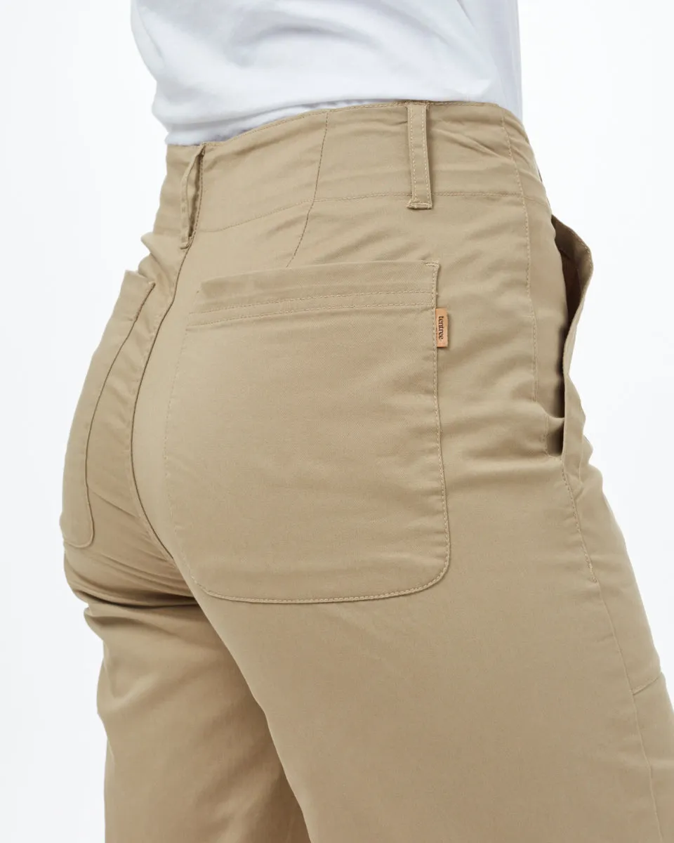 Twill Cropped Wide Leg Pant