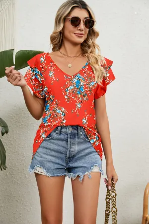 V-Neck Short Sleeve Blouse (9 Colors)