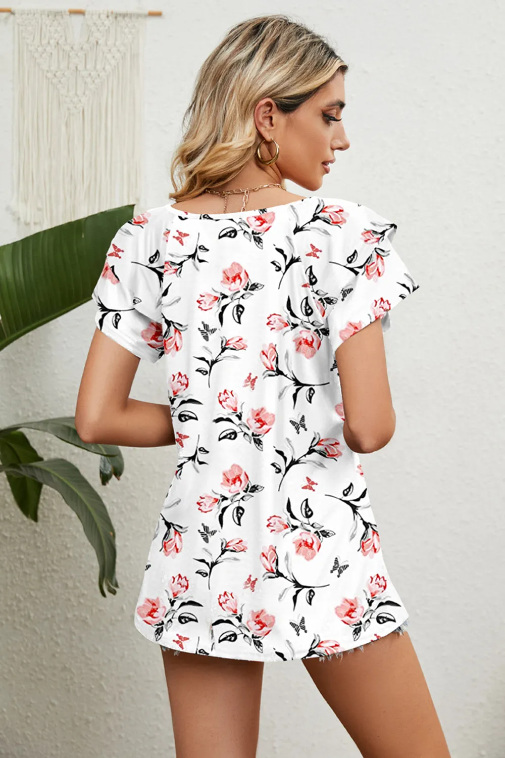 V-Neck Short Sleeve Blouse (9 Colors)