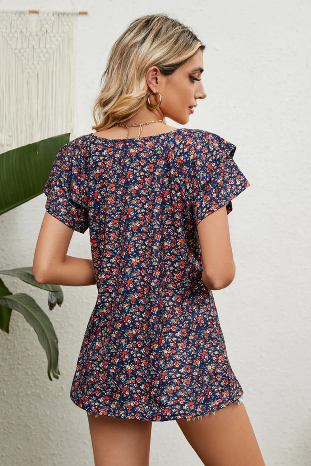 V-Neck Short Sleeve Blouse (9 Colors)