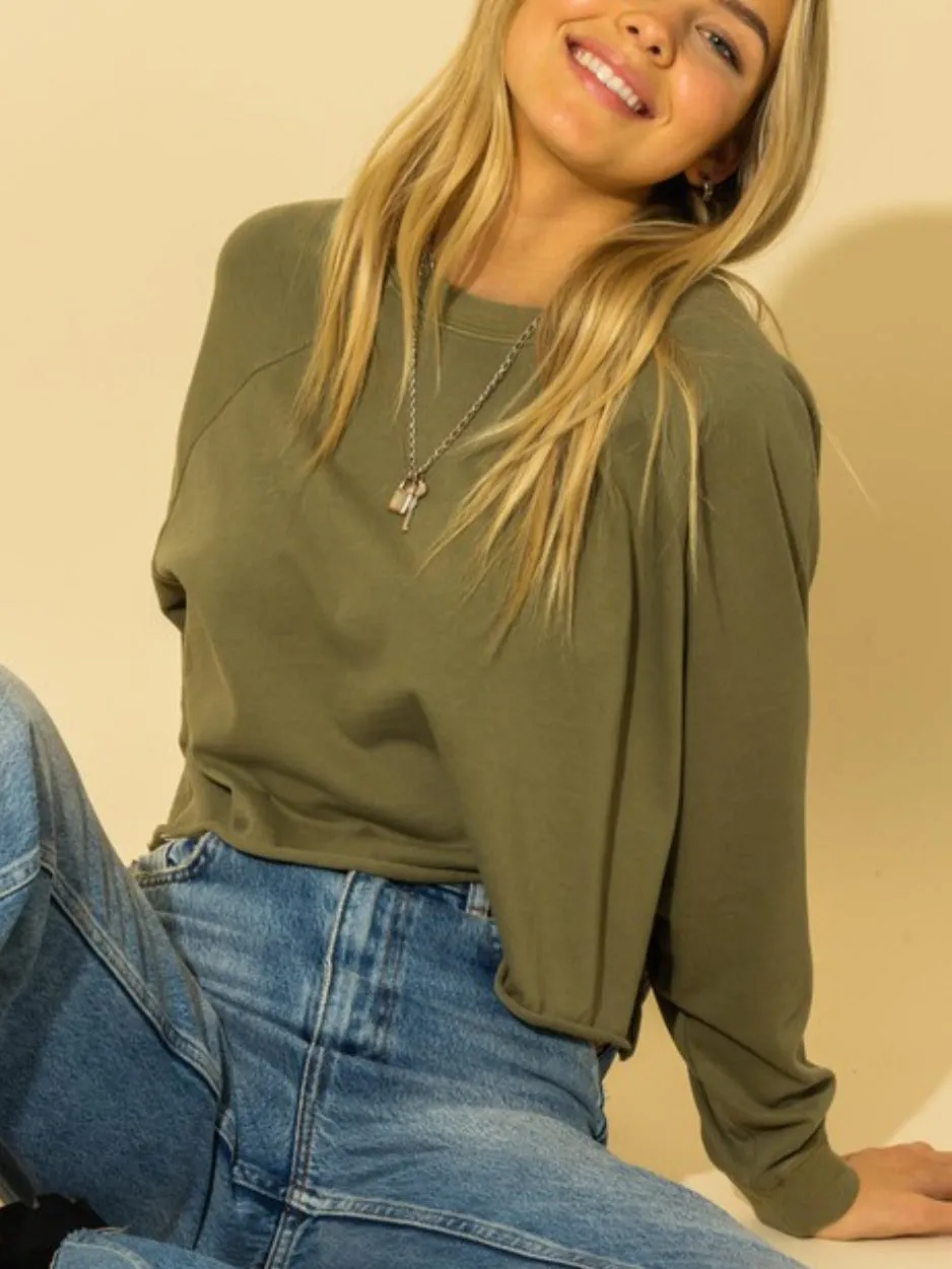 Varsity Crop Top: Olive