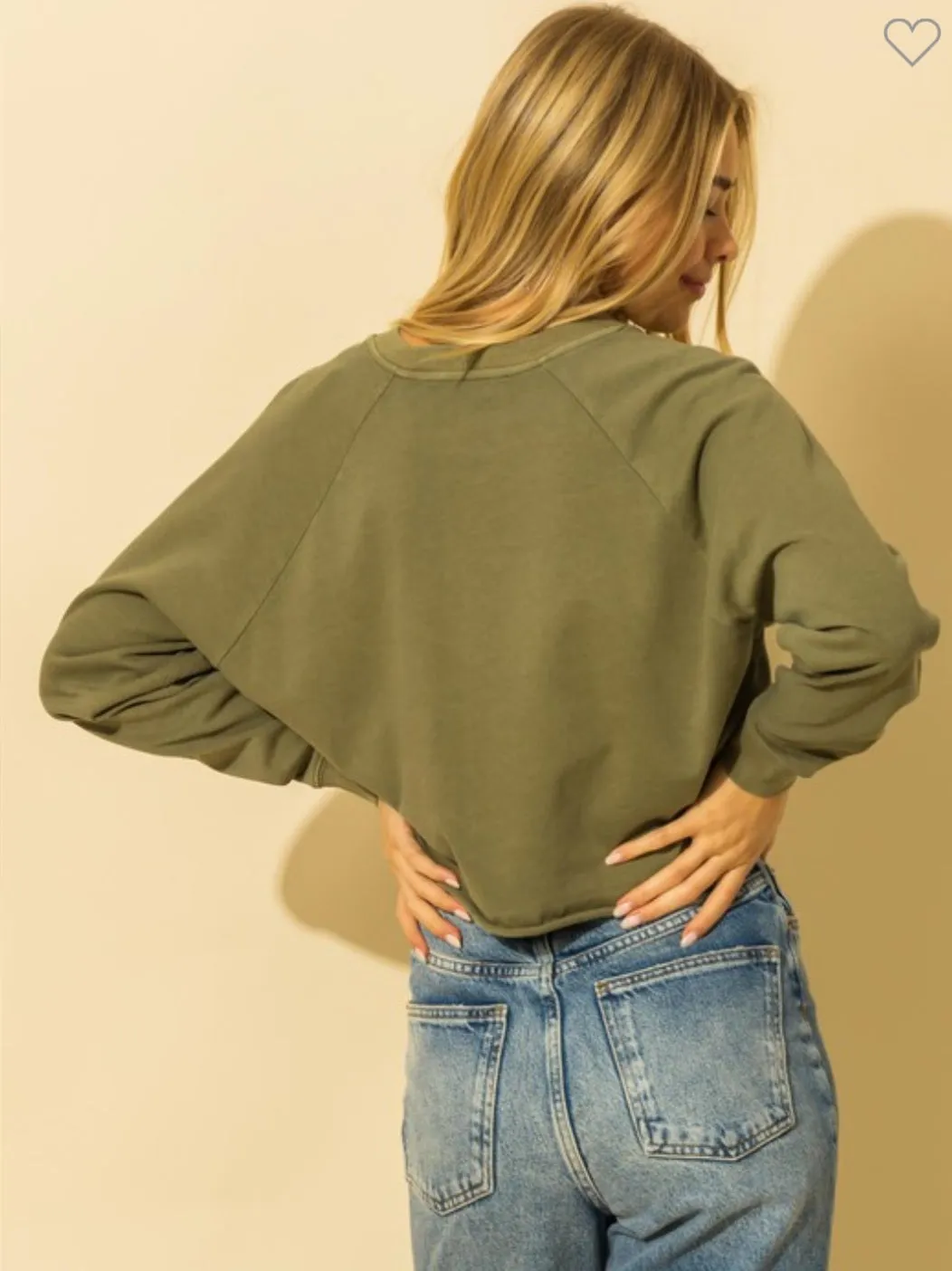 Varsity Crop Top: Olive